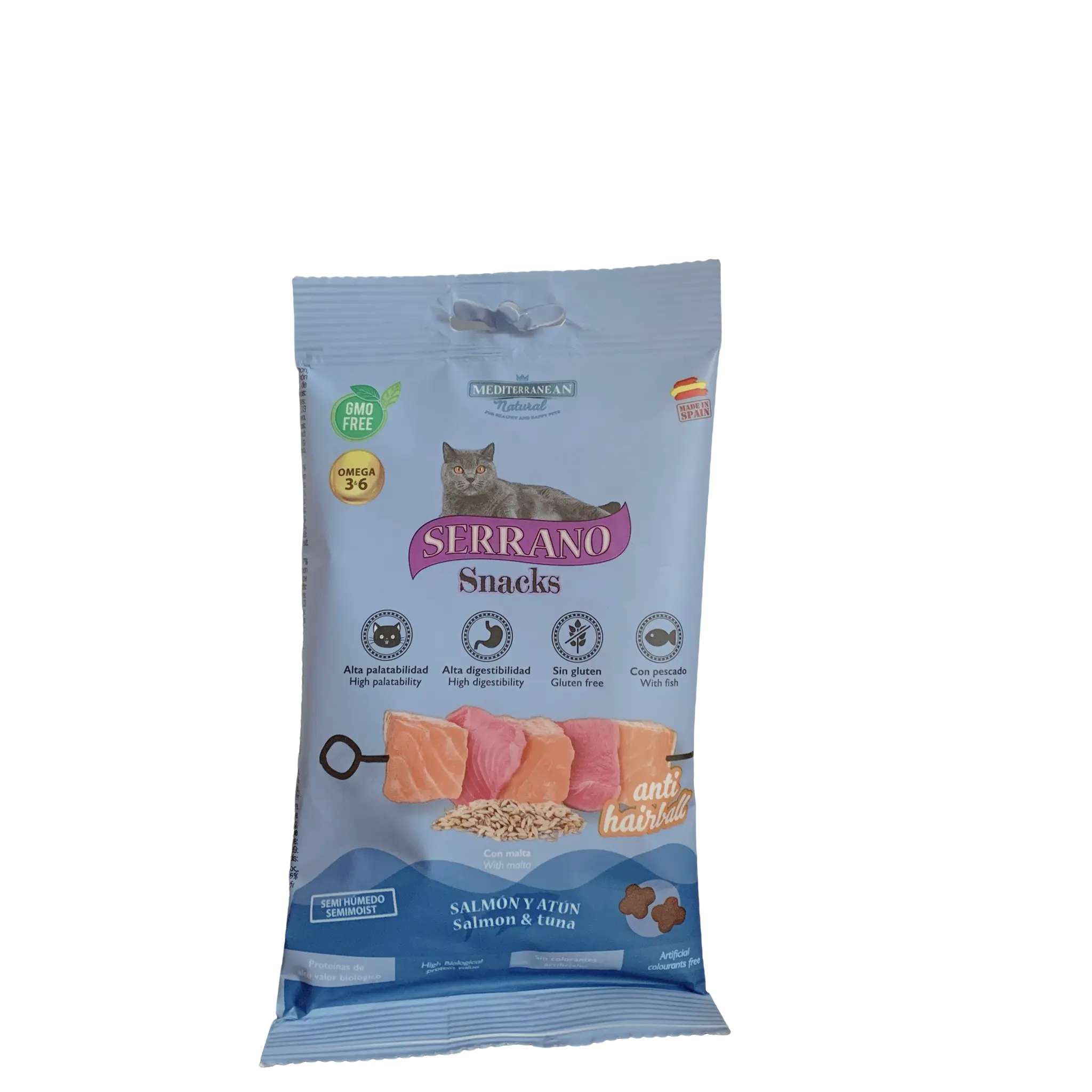 SERRANO Snack per Gatti 50g – Gusto Pollo o Salmone & Tonno