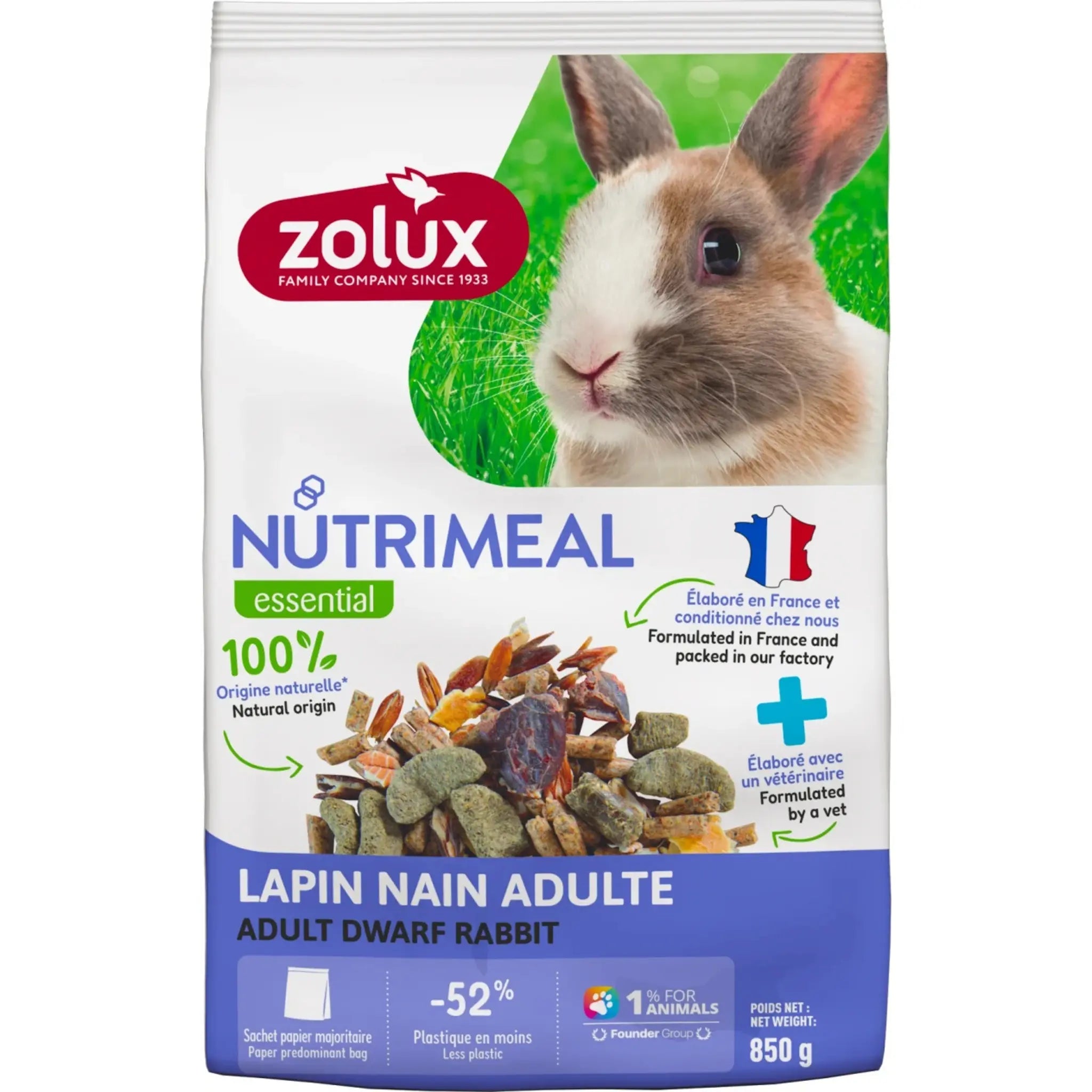 Zolux Nutrimeal Mix per Conigli Nani Adulti 850 g