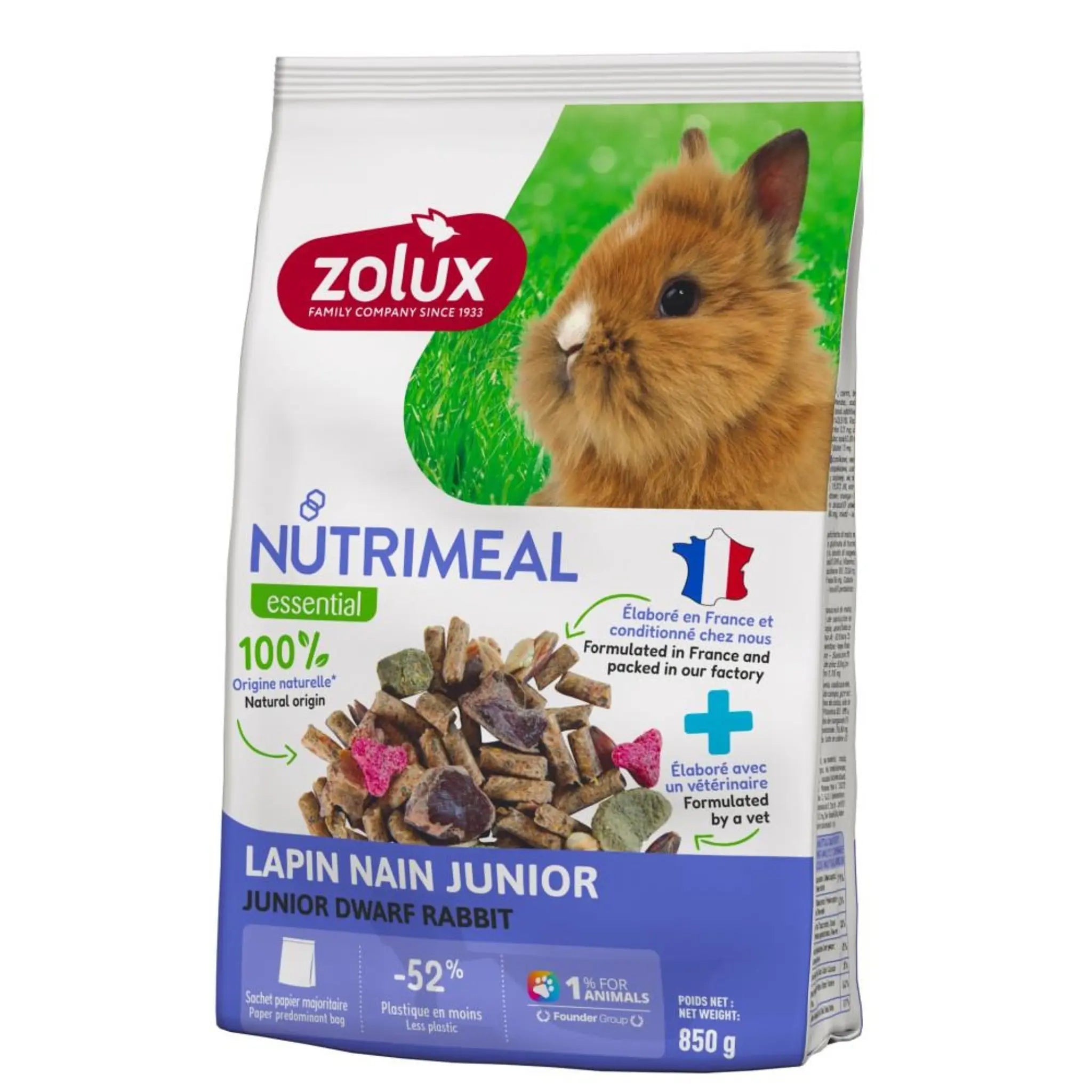 Zolux Nutrimeal Junior 850 g – Alimento Naturale per Conigli